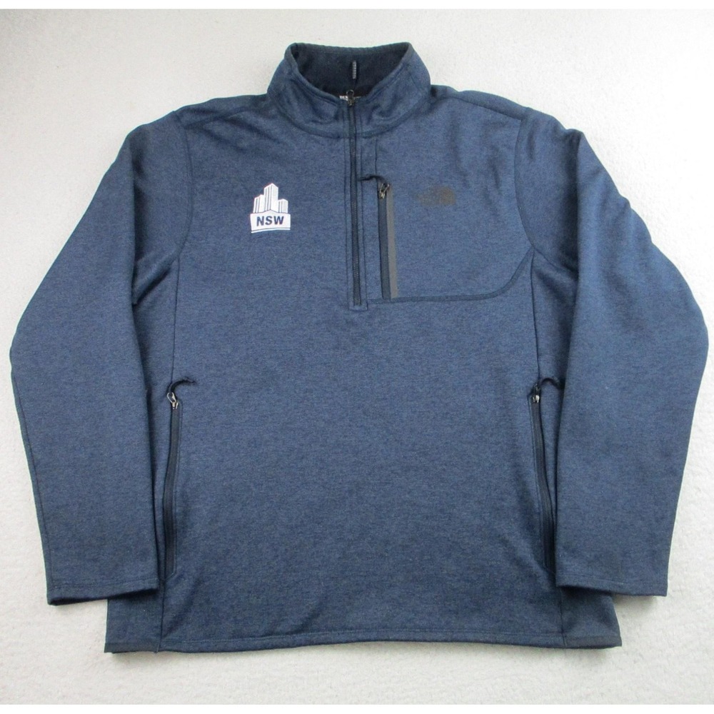 North Face Pullover Mens Large Blue NSW Embroidered 1/4 Zip Fleece Outdoor L